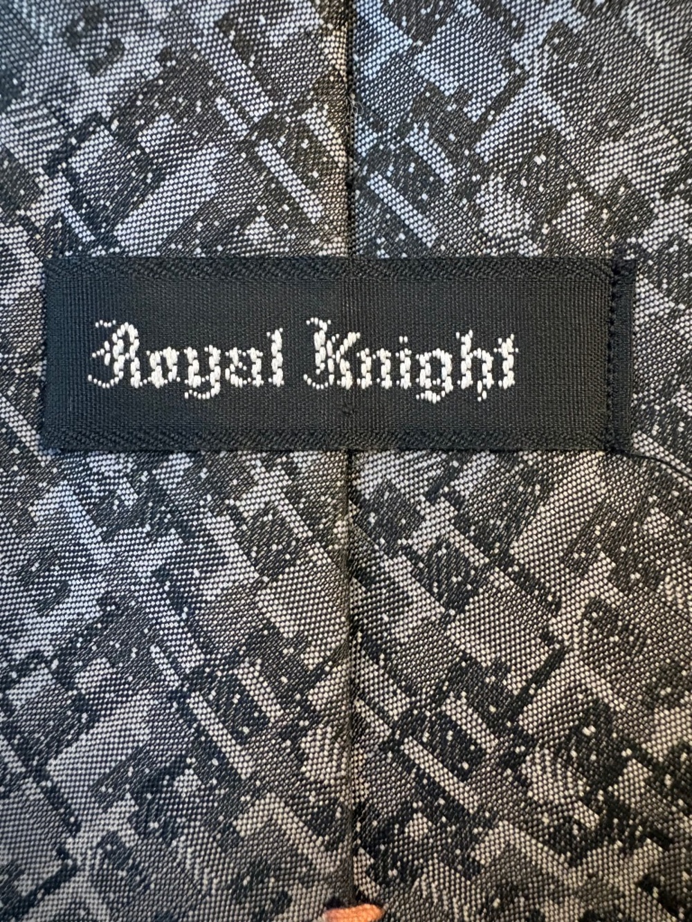 Vintage Royal Knight Men's Geometric Pattern Tie - Gray & Black (Made in US
